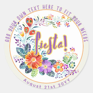 FIESTA Folkart Blommor Anpassad Runt Klistermärke