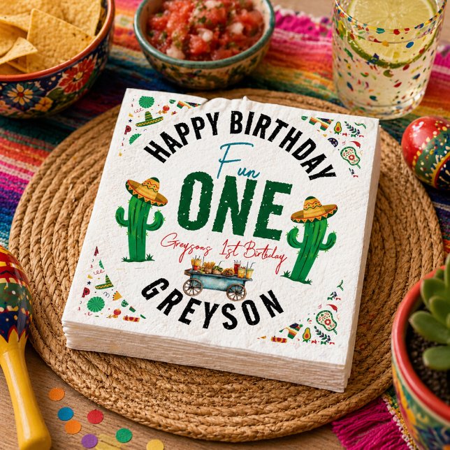 Fiesta Först | 1-årsfest Pappersservett (Fiesta First | 1st Birthday Party Napkins)