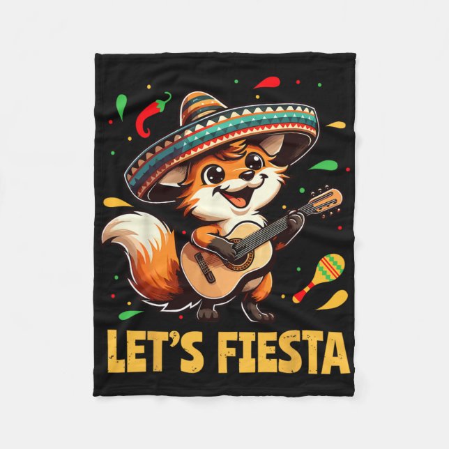 Fiesta Fox Sombrero Cinco De Mayo Mexican Kid Fleecefilt (Framsidan)