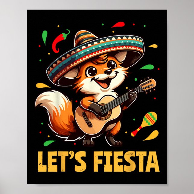 Fiesta Fox Sombrero Cinco De Mayo Mexican Kid Poster (Framsidan)