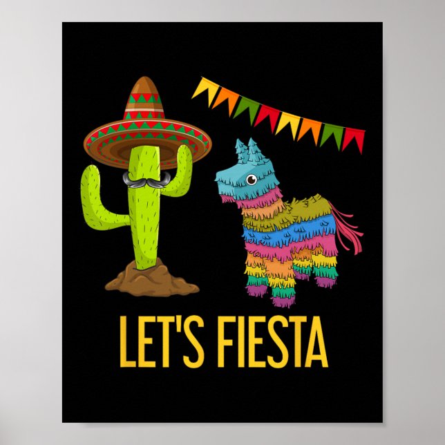 Fiesta Funny Mexican Party Pinata Cactus Cinc Poster (Framsidan)