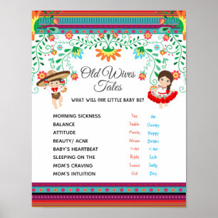 Fiesta Gender reveal Gamle Wives Tales Board Poster