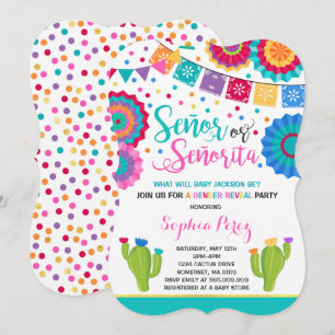 Fiesta Gender Reveal Señor eller Señorita Inbjudningar