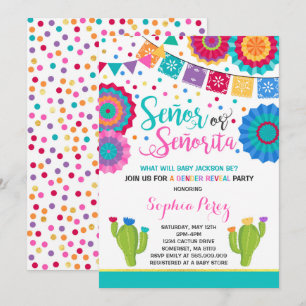 Fiesta Gender Reveal Señor eller Señorita Inbjudningar