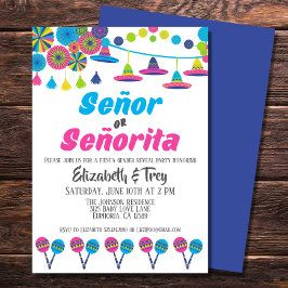 Fiesta Gender Reveal Señor eller Señorita Inbjudningar