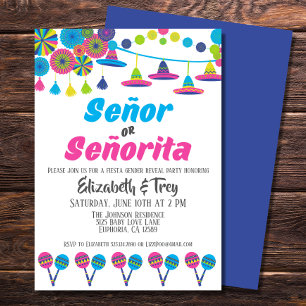 Fiesta Gender Reveal Señor eller Señorita Inbjudningar
