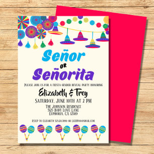 Fiesta Gender Reveal Señor eller Señorita Inbjudningar