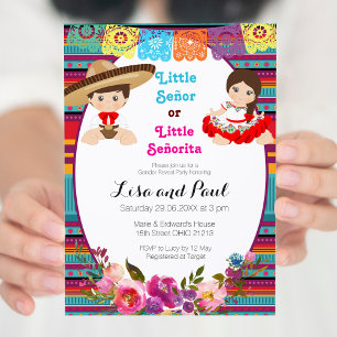 Fiesta Gender Reveal Señor eller Señorita Inbjudningar