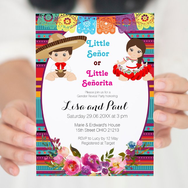 Fiesta Gender Reveal Señor eller Señorita Inbjudningar (Skapare uppladdad)