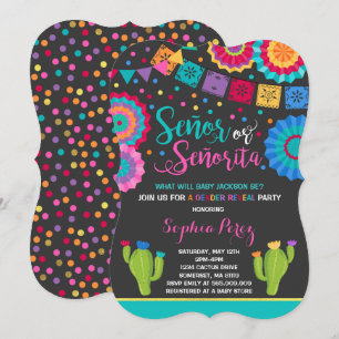 Fiesta Gender Reveal Señor eller Señorita Inbjudningar