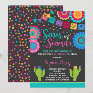 Fiesta Gender Reveal Señor eller Señorita Inbjudningar