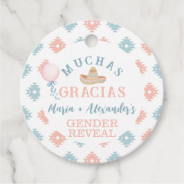 Fiesta Gender Reveal Tack Gåvor Etiketter