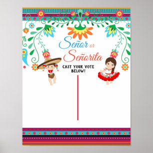 Fiesta gender Reveal vote Board Poster