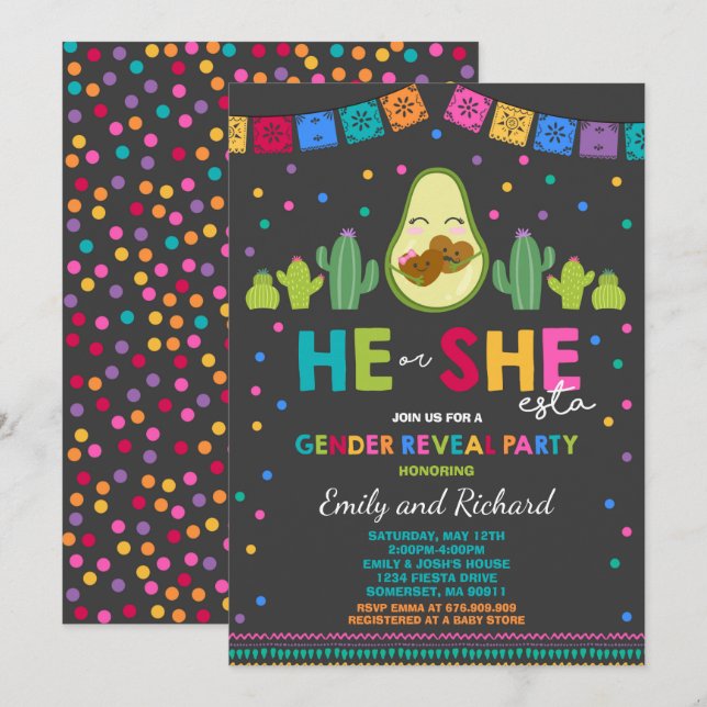 Fiesta-Genderna avvisar Party som han eller hon av Inbjudningar (Fram/baksida)