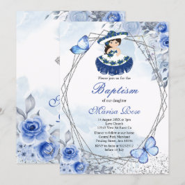 Fiesta Girl Baptism Christening Pastel Blommigt Inbjudningar