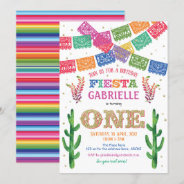 Fiesta, Girl, Mexican, Cactus, Uno, 1:a födelsedag Inbjudningar