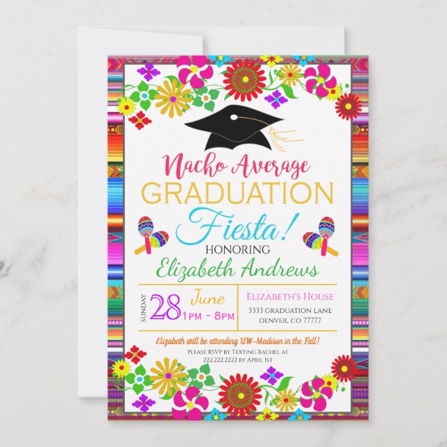  Fiesta Graduation Invitation Inbjudningar (Framsida)