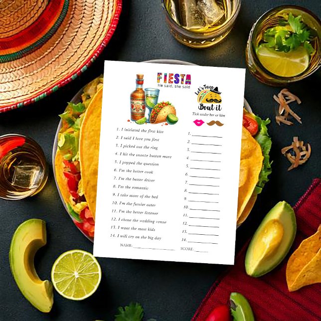 Fiesta "Han sa, hon sa" Möhippa Game (Fiesta "He Said, She Said" Bridal Shower Game)