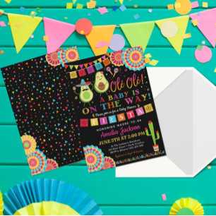 Fiesta Heliga Guacamole Baby Shower Inbjudan Mexic
