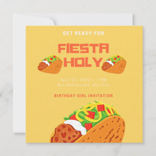 Fiesta Heliga Guacamole Birthday Girl Inbjudningar