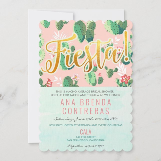 Fiesta Kactus Bröllopsfest Inbjudan (Framsida)