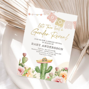 Fiesta Kactus Vattenfärg Baby Köns Avslöjande Part Inbjudningar