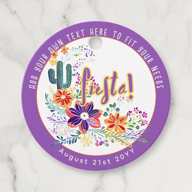 FIESTA Kaktus Folkart Blommor Anpassad Gåvor Etiketter (Framsida)