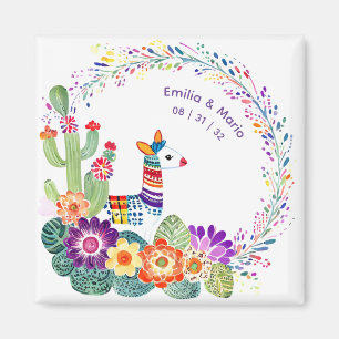 FIESTA Kaktus Folkart Blommor Anpassad Magnet