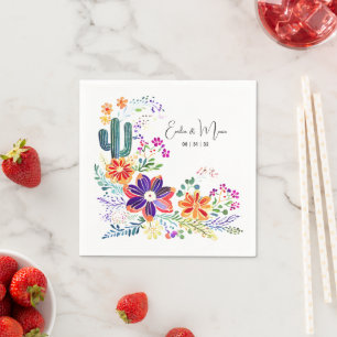 FIESTA Kaktus Folkart Blommor Anpassad Pappersservett
