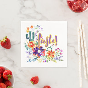 FIESTA Kaktus Folkart Blommor Anpassad Pappersservett