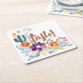 FIESTA Kaktus Folkart Blommor Anpassad Underlägg Papper Kvadrat