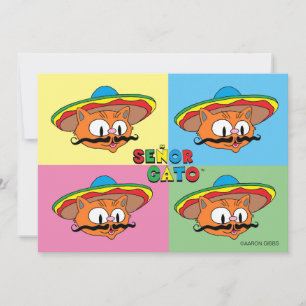 Fiesta Katt Gato Cinco de Mayo Pop Art-kort