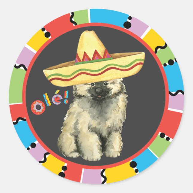 Fiesta Keeshond Runt Klistermärke (Framsida)