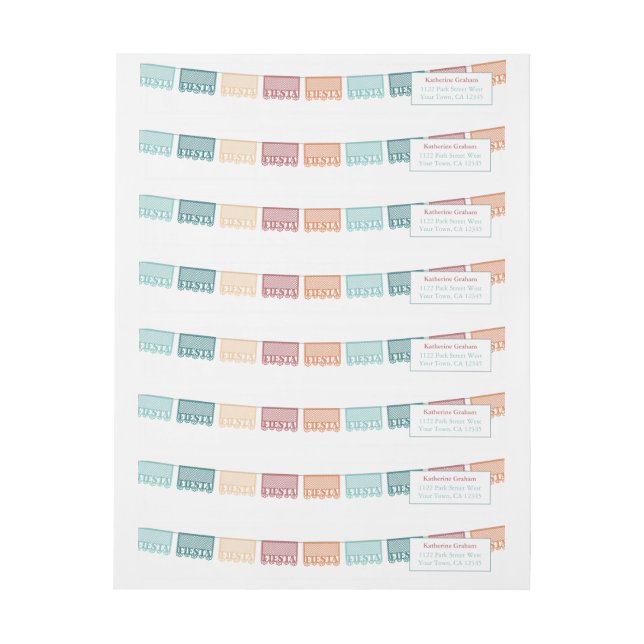 Fiesta Kön Neutral mexikansk temaReturadress Etikettband (Ark)