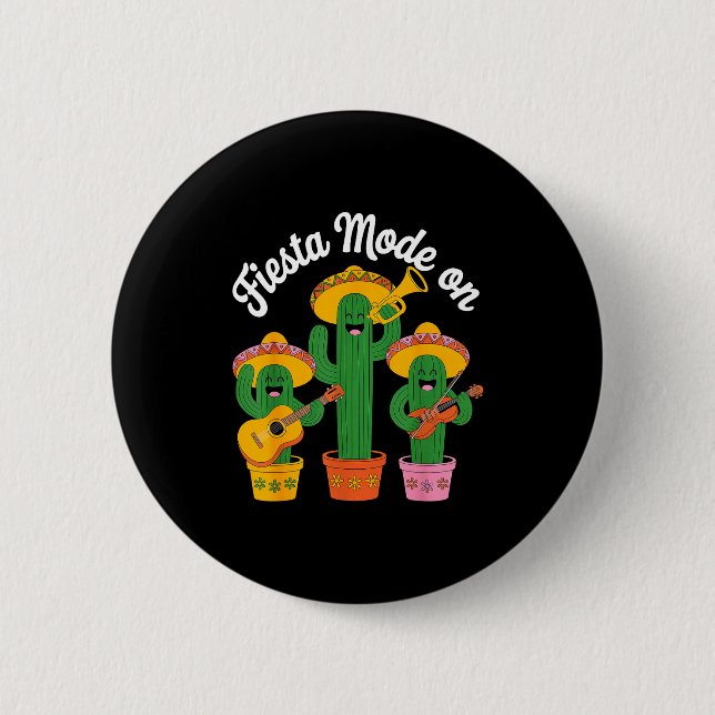 Fiesta-läge kaktusband cinco de mayo rolig mexikan knapp (Framsida)