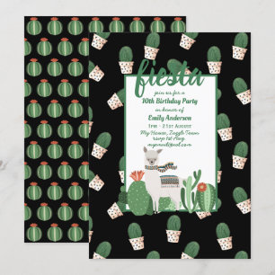 Fiesta Llama Birthday Call Roligt Cute Cactus Inbjudningar