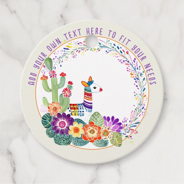 FIESTA Llama Cacti Flowers Gåvor Etiketter (Framsida)