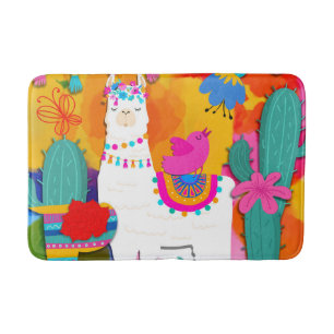 Fiesta Llama Cinco De Mayo Färgglad Rolig Akvarell Badrumsmatta