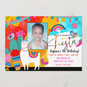 Fiesta Llama Cinco De Mayo Födelsedagsfest Foto Inbjudningar
