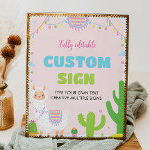 Fiesta Llama Födelsedagsfest Bord Sign