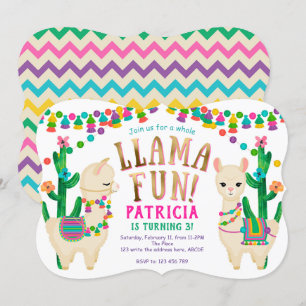 Fiesta Llama Roligt födelsedagsfest inbjudan
