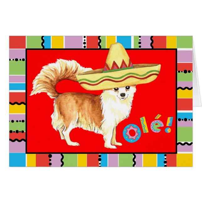 Fiesta Long Jacka Chihuahua Greeting Card Hälsningskort (Framsidan Horizontal)