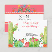 Fiesta Margarita Blommig Kaktus Bröllop RSVP