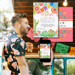 Fiesta Margarita Blommigt Cactus Art Par Shower Inbjudningar