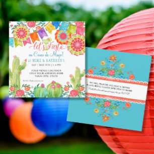 Fiesta Margarita Cactus Cinco de Mayo Party Banner Inbjudningar