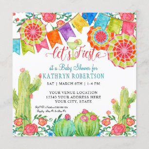 Fiesta Margarita Cactus Pojke Shower Banner Art Inbjudningar