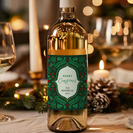 Fiesta Merry Chritsmas Favor Gift Wine Vinflaska Etikett