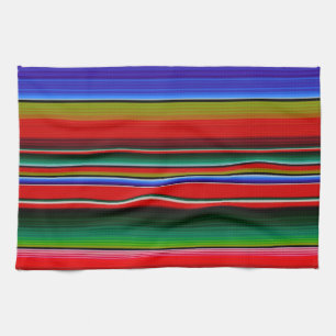 Fiesta Mexican Blanket Serape Rand Blue Kökshandduk