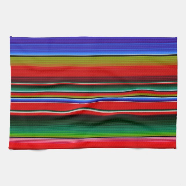 Fiesta Mexican Blanket Serape Rand Blue Kökshandduk (Horisontell)