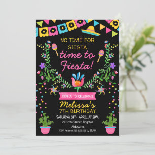Fiesta Mexican Blommigt Birthday Inbjudningar